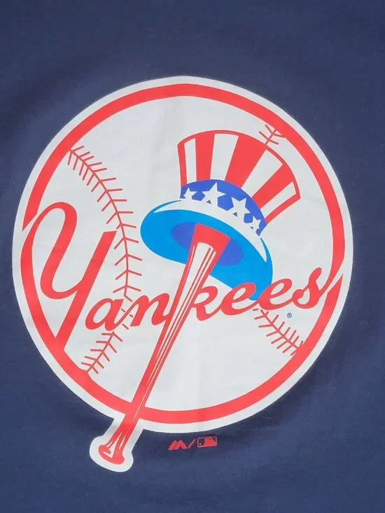 MLB Majestic Navy New York Yankees Round Logo Short Sleeve Tee - L - Picture 2 of 6